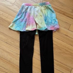 Pixie Lane Girls Rainbow Tie Dye Skirt with Leggings Attached Size 7